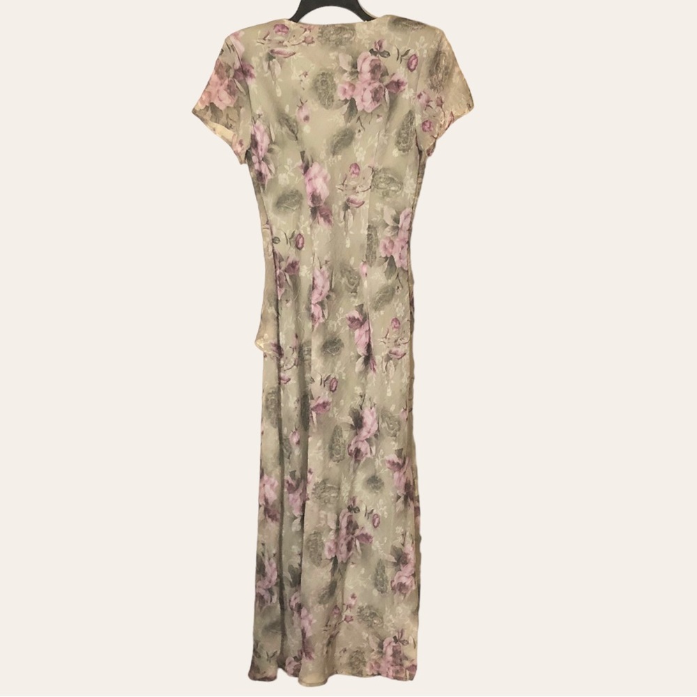 Romantic Long Floral Dress Classic Chiffon Fully Lined Flutter Sleeves S… - Picture 8 of 11
